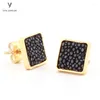 Orecchini a perno di colore misto 5 paia (10 pezzi) The EST Square Stingray Women Ourings Studs Genuine Colorful Leth