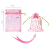 3pcs Cadeau enveloppe 50pcs bijoux Promotion Cadeaux Package Organza Pocket Pocket Make-up Bages d'affichage Mariage Cadeau de Noël Souchon