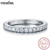 Vecalon Femme Classic Wedding Band Ring 100% Soiild 925 Sterling Silver Circle 5a Zircon CZ Anneaux de fiançailles pour femmes Men Gift 267b