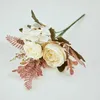 Decoratieve bloemen Kunstmatige zijde pioenroze rozen lavendel Hydrangea Bouquet Party Wedding Bruid Fake Planten Huis tuindecoratie