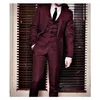 1つのボタンBurgundy Groom Tuxedos 2019 Notched Lapel Men Suits Wedding Prom Best Man Blazerジャケットパンツタイベスト238s