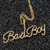 The Bling King Style Custom Style Slim Cursive Letters pendente Cadeia de tênis Gold Handmade Font Font Jóias de hiphop 240422