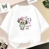 T-Shirts Kawaii Family Owl Tree Cartoon Grafik T-Shirt Girl Mode süße Sommer Top Childrens Kurzarm Cartoon Clothingl2405