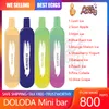Original DOLODA Mini Bar 800 Puff Disposable E Cigarettes 1.2ohm Mesh Coil 3.5ml Pod 480 mAh Battery 2% 10 Flavors Vape Pen