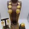 Fashion Dubai Gold Color Schmuck Set für Frauen Afrikanische Indien Langkette Tassels Halskette Ohrringe Ring Abendparty Geschenk 240510