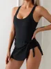 Frauen Badebekleidung zweiteiliger Badeanzug Frauen Schwarzer Rückenless Tankini Bikini weiblicher Sommer Beach tragen Badeanzug