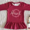 Vêtements Ensemble bébé filles d'été de haute qualité rouge foncé à manches longues pantalons de fleurs top set en gros boutique enfants vêtements