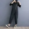 Kadın Tulumları Yükselen Kadınlar İçin Denim Tulumları Katı Kore Moda Tulumları Bir Parça Kıyafetleri Kadınlar Sıradan Vintage Playsuits Düz Pantolon Y240510