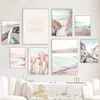 Wallpapers Noordse canvas schilderij voor woonkamer decor strand zeegeposters golfbrug ze starfish shell riet muur kunst geprinte foto j240505