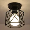 Ceiling Light E27 Iron Lamp Body Indoor Lighting Lights For Aisle Bedroom Vintage Ceiling Metal Cage Fixture Lights 110-240V D3.0