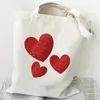 Sacs à provisions beaux fleurs amour imprimé femelles Totes esthétique canvas shopper sac blancs décontractés femmes réutilisables 2024