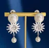 Designer Sun Sgano gli orecchini per donne Luxury Silver Copper Pearl Sun Earring Gioielli Regali di gioielli