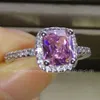 Size 5 6 7 8 9 10 High quality Fashion jewelry 925 Sterling Silver Pink Cushion Cut Handmade Topaz Gem Women wedding ring for lover gif 245u