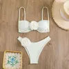 Tubo da bagno femminile top bikini set di costumi da bagno ad asciugatura rapida fiore 3D elegante con vita alta per donne asciugatura rapida spiaggia