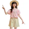 T-Shirts Korean Summer Top Teenage Girls T-Shirt Childrens Clothing Teenage Girls Mode Top Street Kleidung Junior Girls Sport Shirt240509