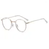 Lunettes de soleil 2024 Lunettes anti-bleu Métal Fashion Retro Round Caxe Cadre des femmes Ins Ins Simple et claire clair