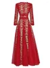 Casual Dresses Luxury Gold Thread Embroidery Floral V Neck Women's Dress High Waist Long Sleeve Mesh Elegant 2024 3WQ5718