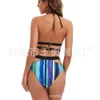 Swimwear féminin 2022 Nouveau bikini Stripe Slim Sexy Split Split Swimsuit sans acier Support Bikini féminin