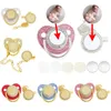 Pacificador de bebé personalizado en blanco con clips de cadena cubre el lujo de circón de circón de silicona pezón de muñeca TEATHER nacido 5set/lote 240423