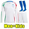 Manica lunga 24 25 Maglie da calcio bonucci 2024 2025 Verratti Jorginho Insigne Belotti Chiesa Barella Chiellini Italia IMmobile Football Shirt Fans Fens Kids Kids Kids