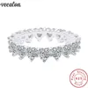 Vecalon Fine Promise Ring 925 Bague de fiançailles en argent sterling coupé ovale coupé de diamant bagues pour femmes bijoux 2654