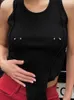 Kvinnors tankar Inslucky Sticked Asymmetrical Hem Tank Top Women O Neck Sleeveless Slim Skinny Solid Cami Sexig Fashion Elegant Female Vest