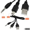 Alta qualidade preta USB2.0 Um homem a mini b masculino + 3,5 mm AUX AUX 1 a 2 CableAdapter CABELA CABELA CABE