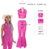 Tema Costume de la película Cosplay For Women Starry Pink Dress Top Pants Topsuits Vestidos de fiesta de Halloween