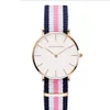 36MM Simple Womens Watches Accurate Quartz Ladies Watch Comfortable Leather Strap or Nylon Band Students Wristwatches Casual Style 271R
