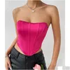 T-shirt pour femmes femmes bustier en satin corset top dentelle off roder band vintage garnit une ligne robes pour bodySuit extensible drop solide proposer dhmqp