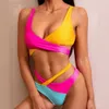 Frauen Badebekleidung modische und sexy Leopard Cross Split Swimwear Tankini Swimwear Brazil Bikini Bikini Set 2023 Neue Damen Badebekleidung Y240506