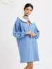 Robes décontractées robe femme bleue en vrac en vrac 2024 collier de poupée de mode mini mange midi élégant à lacets classiques