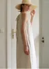 カジュアルドレスayualinリネンコットン大型サイズゆるい長い夏のビーチベスティドス2024女性のための自由bo袖のストラップドレス