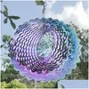 Trädgårdsdekorationer Chimes Tree of Life Wind Spinner Catcher 3D Roterande Pendant Flowinglight Effect Mirror Reflektion Design Outdoor DH924