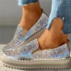 Fitness Shoes Laamei Women Flats Crystal Ladies Glitter Bling Platform Platform Woman Woman Spring Casual Moccasins Feminino 2024