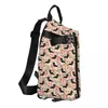 Rucksack Dackel -Druck -Umhängetaschen rosa florale Brustbeutel Unisex Fahrrad Sling Mode Telefon Crossbody