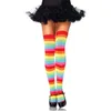 Donne calze adorabili poliestere sopra la calza arcobaleno arcobaleno colorate calze a strisce lunghe alte