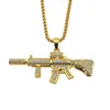 Cool Men M4 Gun Pendant Colliers Gold Silver Hip Hop Punk Rock Style Full Rinestone Crystal Fashion Collier pour 29 pouces Chain8465746