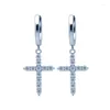 Studörhängen verklig 0,66CT Cross Moissanite Pendant Necklace For Women S925 Sterling Silver Diamond Chain Halsband Fina smycken gåva