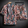 Short Sleeve Floral Shirt Beach Suit Mens Seaside Travel Clothes Hawei Style Thai Couple Casual Tops 240426
