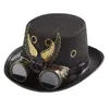 Partyversorgungen Vintage Steampunk Hut mit Schutzbrille schwarzer Top für Männer Frauen Maskerade Kostüm Gothic Jazz Unisex Dauerhaft