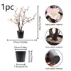 Decorative Flowers 1pc-37CM Simulated Plum Tree Pot Living Room Decoration Real Touch Artificial Flower Mother's Day Gift