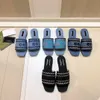 Summer Beach sandale Designer Sandal denim Slide embroidery Mule woman Slipper Luxury Sliders Flip Flops fashion men Wedge Outdoor sport pink blue black canvas shoe