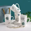 Mugs Classic European Style Bone China Coffee Cups Personlig mjölk Keramik eftermiddag Te Set Home Kitchen Forest Box Cup