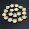 Pendant Necklaces 2pcs Freshwater Baroque Pearl Charms Round Flat Beads Handmade Gold Color Wrapped Wired Pearls