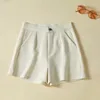 Short féminin Fonde Fashion Side Pockets avant Femme Vintage High Taist Zipper Pantalons courts Ladies A Line Wide Leg Q181