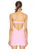 Casual Dresses Summer Fashion Women Sexy V Neck Backless Pink Mini Bandage Dress 2024 Elegant Evening Club Party