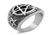 Gothic Punk Satan omgekeerde Pentagram Satanic Symbool 316L Roestvrij staal Mens Women Fashion Ring Vintage Biker FivePointed Star R2699678