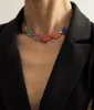 Nova moda inseada colorida diamante de zirconia shinestone bonito 3d colar de borboleta moda feminina declaração de gargantilha colar Gold5722790