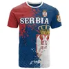 T-shirts masculins masculins gros t-shirt en vrac pour hommes serbes t-shirt décontracté drapeau de la Serbie National Emblem 3D Printfashion Crew Neck Tops J240509